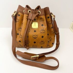 MCM Bucket Tan Leather Bag